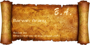 Barvan Arany névjegykártya